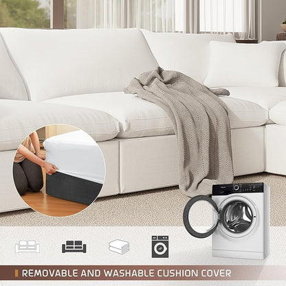 221.6" Oversized Cloud Modular Sectional Sofa,6 Seat Down Filled Sofa,Comfy Deep Seat Couch with Reversible Chaise & Cushions,Couch Cover Washable and Replaceable,White