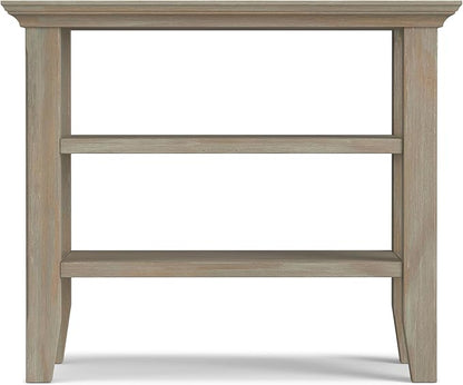 SIMPLIHOME Acadian 14-inch Wide Solid Wood Narrow End Table in Distressed Grey, Transitional-Style Side Table for Living Room, Bedroom, or Family Room with 2 Open Shelves