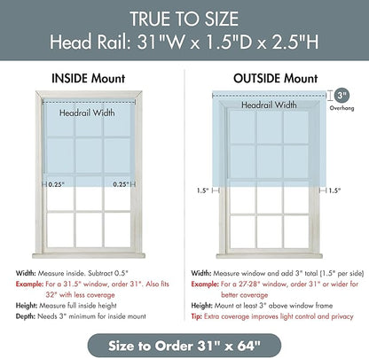 Madison Park Galen Cordless Roman Shade, 31"W x 64"H, Sheen Blue – Room Darkening, Thermal Insulated, Energy Efficient Window Blind with Subtle Sheen Basketweave Fabric for Privacy