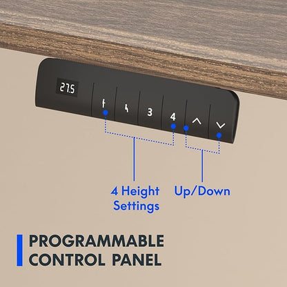 FLEXISPOT E3 Dual Motor Electric Standing Desk 48x30 Inch Whole-Piece Board Height Adjustable Desk Electric Sit Stand Desk (Black Frame + Brown Wood Grain Desktop, 2 Packages)