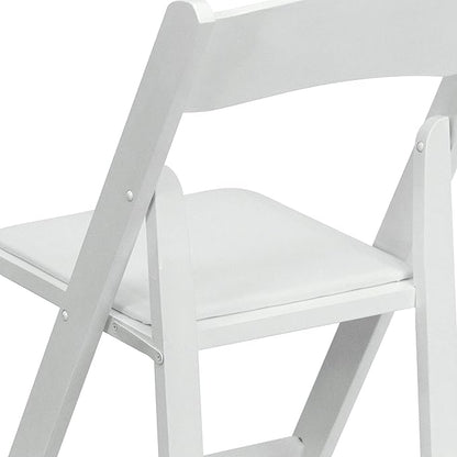 Flash Furniture HERCULES Series White Wood Folding Chair with Vinyl Padded Seat