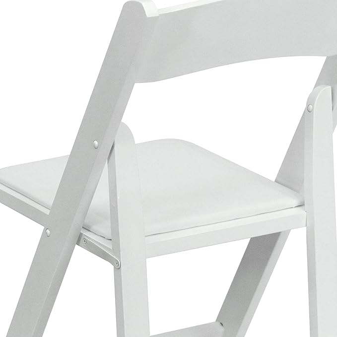 Flash Furniture 2 Pack HERCULES Series White Wood Folding Chair with Vinyl Padded Seat
