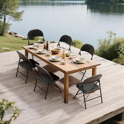 6 Pack Black Folding Chairs with Padded Cushion for Outside, Portable Stackable Commercial Metal Foldable Chairs with Steel Frame for Party Home Events Office Wedding, 350lbs Capacity