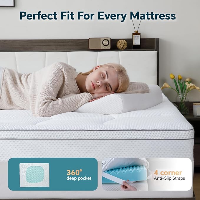 4 Inch Memory Foam Mattress Topper Medium XL Size - Dual Layer 3 Inch Cooling Gel Memory Pad and 1 Inch Pillow Top Mattress Cover for Back Pain - 39" x 70" x 4"