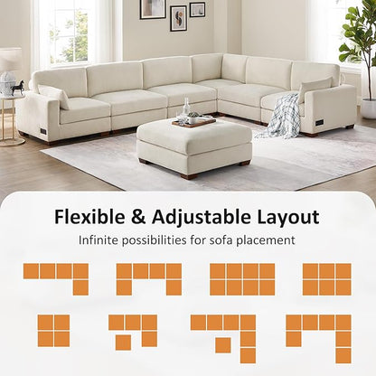 VANOMi Large Modular Sectional Sofa, Oversized Couch with Ottoman, Cloud Couch Deep Seat Sofa with Thick Cushion, Convertible Sectional Couches for Living Room Office Apartment