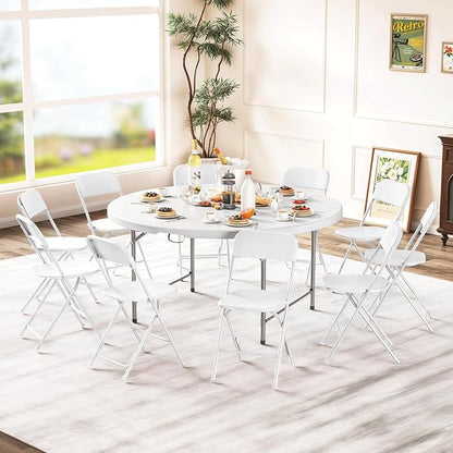 Magshion Plastic Folding Chairs 10 Pack White Foldable Dinning Chairs for Wedding Parties Event Outdoor Indoor Lightweight Chair 330lbs Capacity