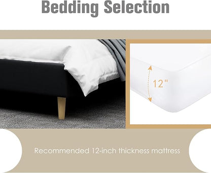AGARTT Upholstered Platform Bed Frame King Size with Headboard and Footboard/Wooden Slats Support/No Box Spring Needed/Easy Assembly,Black Linen