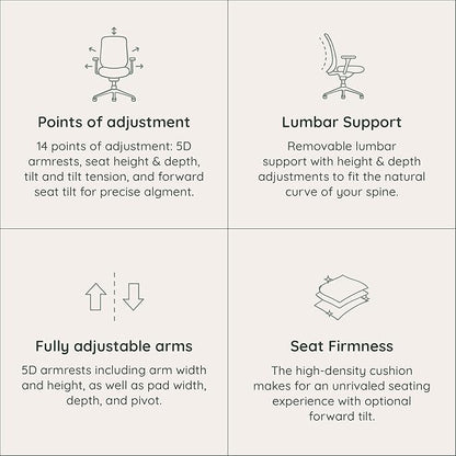 Branch Ergonomic Chair Pro - Mesh Office Chair with 14 Points of Adjustment - Height, Depth & Tilt Adjustable - 5D Armrests - Forward Tilt, Smooth Recline, and Lumbar Support - Mineral