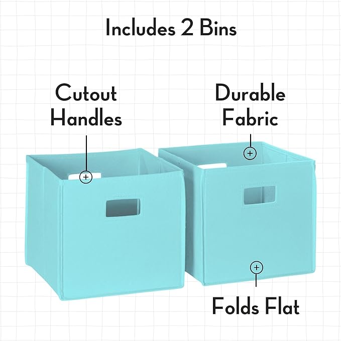 RiverRidge Kids Bookrack with Three Cubbies and 2 Aqua Bins