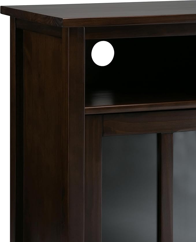 SIMPLIHOME Warm Shaker SOLID WOOD 39 inch Wide Transitional Medium Storage Media Cabinet in Tobacco Brown for the Living Room, Entryway and Family Room