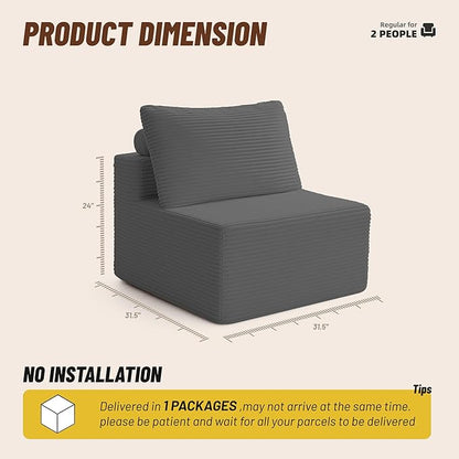 Cozy Single Seat, Comfortable Seating, No Assembly Required, Gray