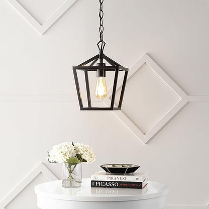 JONATHAN Y JYL7618A Pagoda 8" 1-Light Vintage Farmhouse Iron Chain Pagoda LED Pendant Minimalist, Rustic, Industrial, Classic, Casual, Living Room, Dining Room, Bedroom, Foyer, Oil Rubbed Bronze