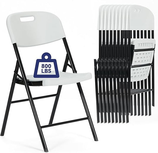 30 Pack Thicker 800 LBS White Folding Chairs, Commercial Grade Folding Chair, Foldable Chairs for Events