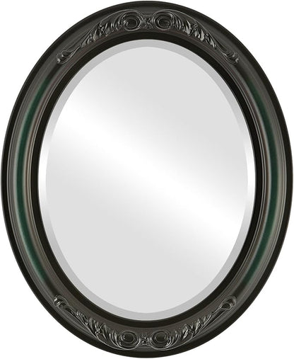 OVALCREST Oval Beveled Wall Mirror for Home Decor - Florence Style - Hunter Green - 40" x 28"