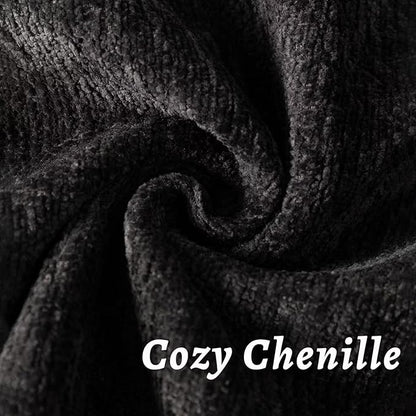 Black Decorative Throw Pillow Covers 16x16 Inch Set of 2 Cozy Soild Chenille Cushion Cases Soft Textured Square Couch Pillows Cover Boho Accent Farmhouse Pillowcases for Sofa Bed