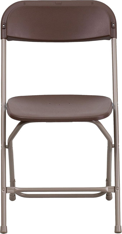 Flash Furniture Hercules Series Plastic Folding Chair - - Brown - 650LB Weight Capacity Comfortable Event Chair - Lightweight Folding Chair -