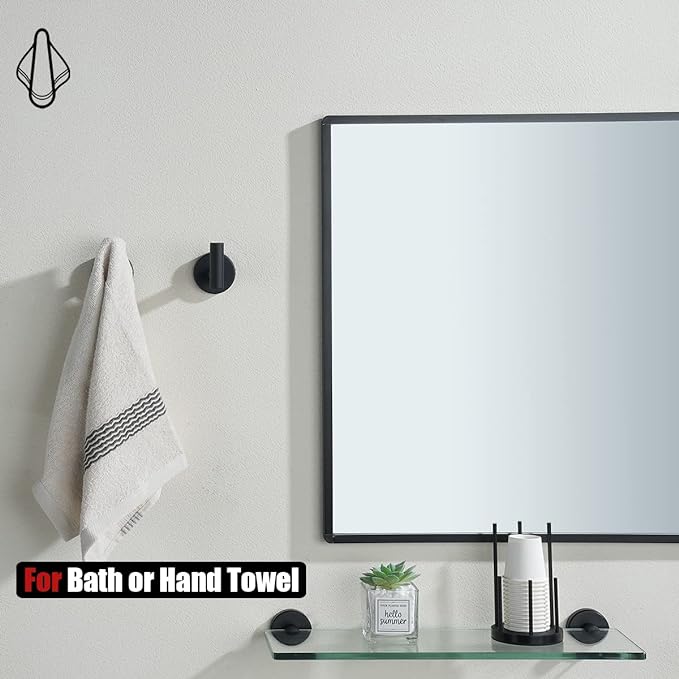 JQK Bathroom Hardware Set, 5-Piece Bath Accessories Set Matte Black Wall Mount Includes 24 in Towel Bar, 9 in HT Bar, TP Holder, Towel Hook x 2, BAS105-PB