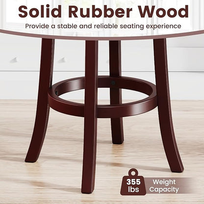 COSTWAY Barstools Set of 2, Faux Leather Upholstered Bar Stools with High Backs and Footrests, Armless Kitchen Island Dining Chairs with Solid Wood Legs, Cappuccino (2, 26'' Seat Height)