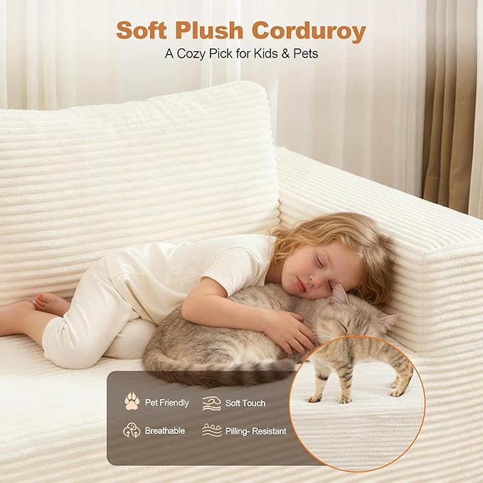Cloud Modular Sectional Sofa Couch,L-Shape Modern Boneless Sectional Couch with Deep Seat,Upholstered Couches for Living Room Bedroom,No Assembly Required,Beige