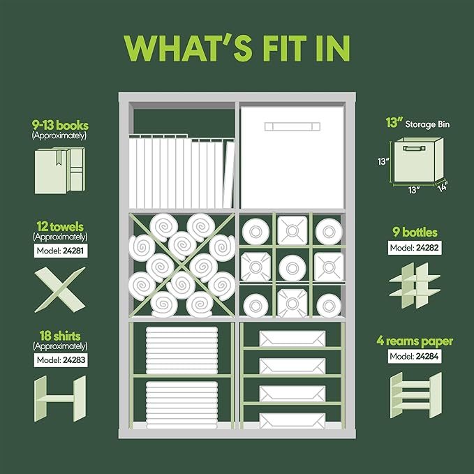 Furinno Cubicle Book Shelf, 6-Cube Thick Frame Bookshelf, Horizontally & Vertically Reversible Bookcase with Open Back, 14.6" x 43.8" x 30", for Living Room, Bedroom, Home Office, Sage Green