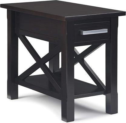 SIMPLIHOME Kitchener SOLID WOOD 14 inch Wide Rectangle Contemporary Narrow Side Table in Hickory Brown for the Living Room and Bedroom