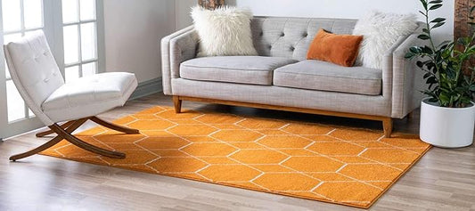 Unique Loom Trellis Frieze Collection Area Rug - Geometric (8' x 10', Orange/ Ivory)
