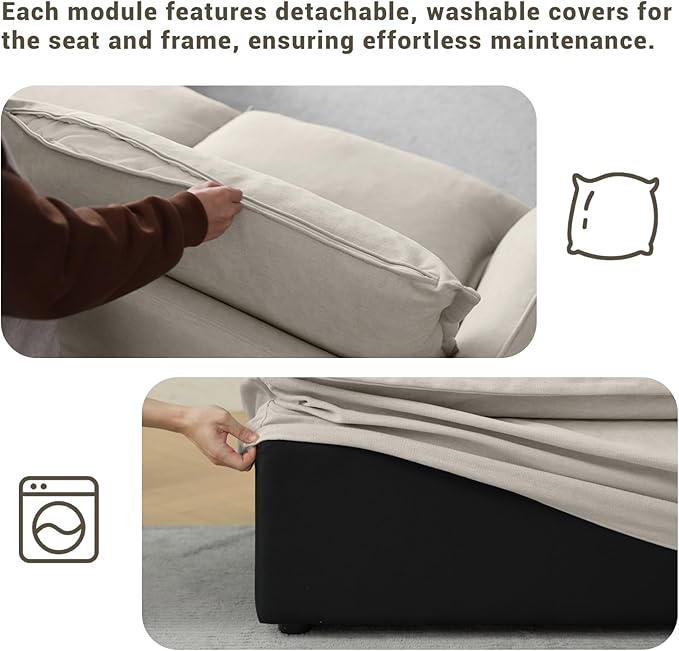 Oversized Modular Sectional Sofa, 5 Seater V Shaped Modular Couch with Washable Cover, Comfy Down Fill Cloud Couch, Light Grey