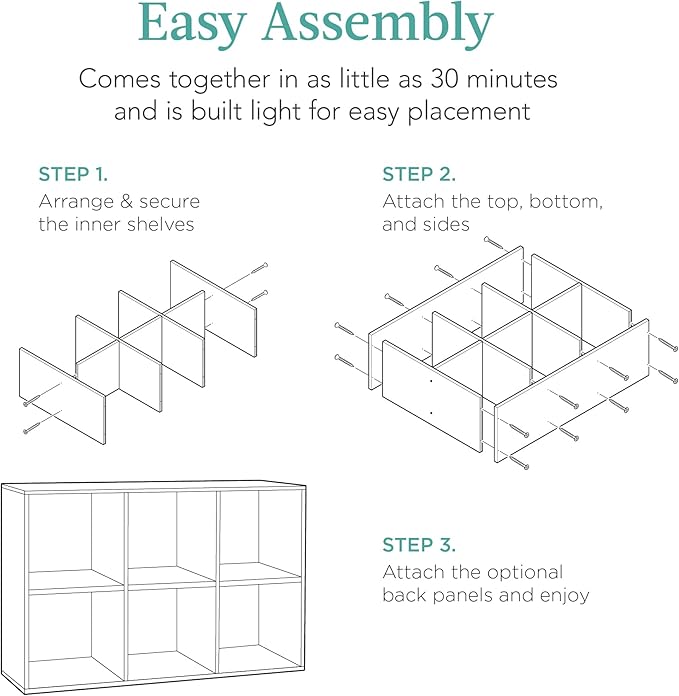 Best Choice Products 6-Cube Storage Organizer, 13.5in Shelf Opening, Bookcase, Display Shelf, Customizable w/ 3 Removable Back Panels – Light Oak