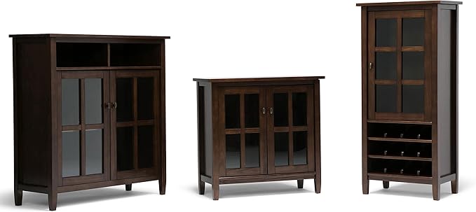 SIMPLIHOME Warm Shaker SOLID WOOD 39 inch Wide Transitional Medium Storage Media Cabinet in Tobacco Brown for the Living Room, Entryway and Family Room