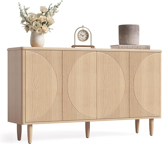 LITTLE TREE 59-Inch Buffet Cabinet Sideboard with Storage, Modern Sideboard Buffet Table with Doors for Living Room, Dining Room