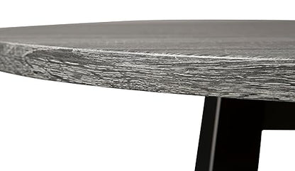 Signature Design by Ashley Centiar Mid Century Round Dining Room Table with Metal Legs, Gray & Black