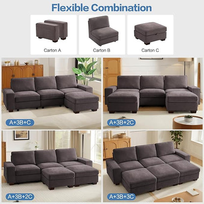 TEKAMON 27.5" Storage Ottoman, Square Footrest with Sponge Padded Seat, Chenille Fabric Step Stool for Sofa, Bedroom, Living Room, Entryway, Modern Change Shoes Stool, Wood Legs,(Dark Grey)