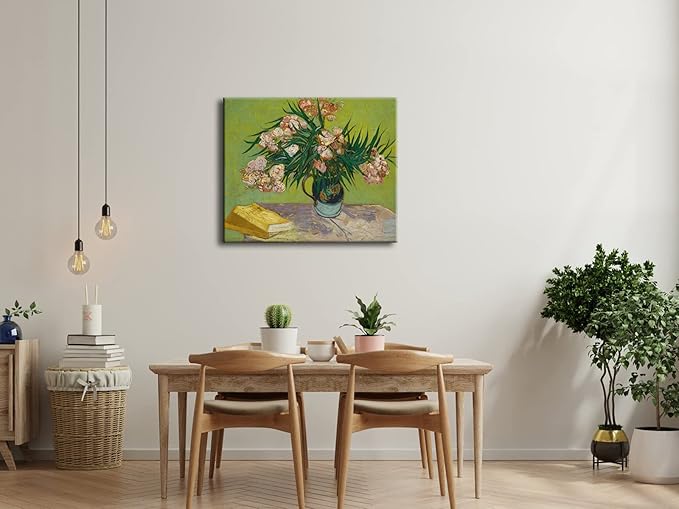 Wieco Art Large Giclee Canvas Prints Wall Art Oleanders 1888 by Van Gogh Famous Floral Oil Paintings Reproduction Modern Gallery Wrapped HD Classic Abstract Flowers Pictures Artwork for Home Decor