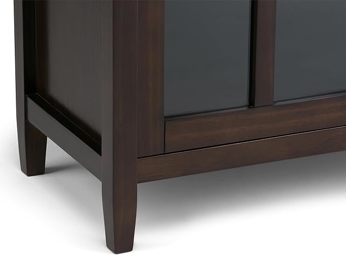 SIMPLIHOME Warm Shaker SOLID WOOD 39 inch Wide Transitional Medium Storage Media Cabinet in Tobacco Brown for the Living Room, Entryway and Family Room