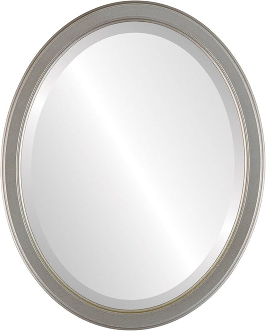 OVALCREST Oval Beveled Wall Mirror for Home Decor - Toronto Style - Silver Shade - 26" x 22"