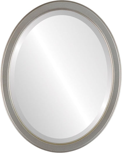 OVALCREST Oval Beveled Wall Mirror for Home Decor - Toronto Style - Silver Shade - 26" x 20"