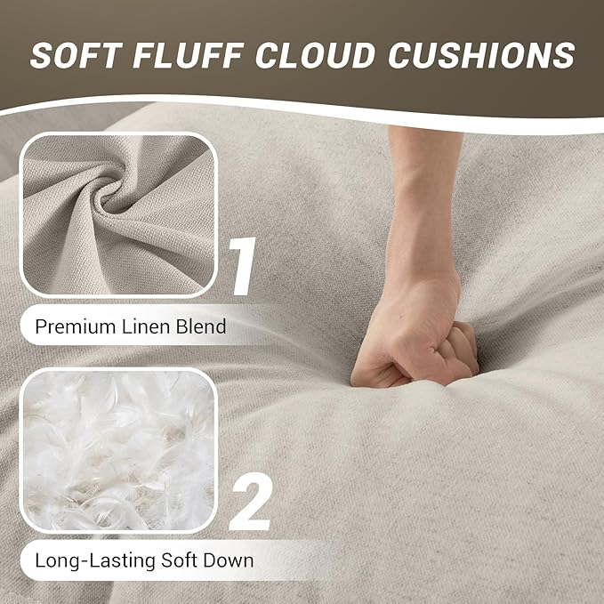 82” Modular Sectional Sofa, Comfy Down Fill Cloud Couch, Loveseat with Single Seater, Small Couch with Washable Cover, Sectional Couches for Living Room Small Apartments, Light Gray