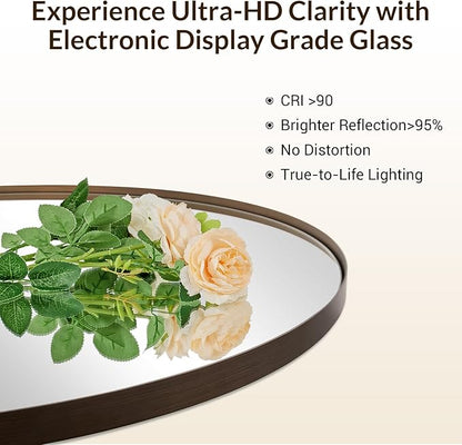 ANDY STAR Bronze Oval Mirror for Bathrooml, 20x33 Oval Bronze Mirror in Stainless Steel Metal Frame Deep 1’’ for Bathroom, Bedroom, Living Room, Entryway, Hang Vertical or Horizontal
