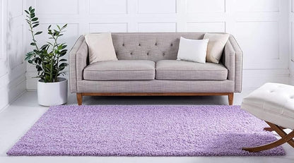 Unique Loom Solid Shag Collection Area Rug (5' 1" x 8' Rectangle Lilac)