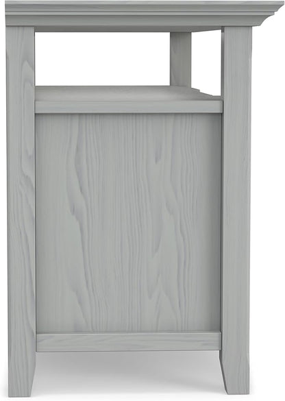 SIMPLIHOME Amherst 54-inch Wide Solid Wood TV Stand in Fog Grey, Transitional-Style Media Console for Living Room with Adjustable Shelves and Cable Management