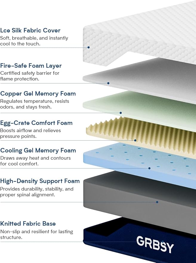 California King Mattress Firm, 14 Inch Cooling Gel Memory Foam Mattress, Back Pain Relief, Cooling Ice Silk Cover, Bed Mattress in Box, CertiPUR-US Certified