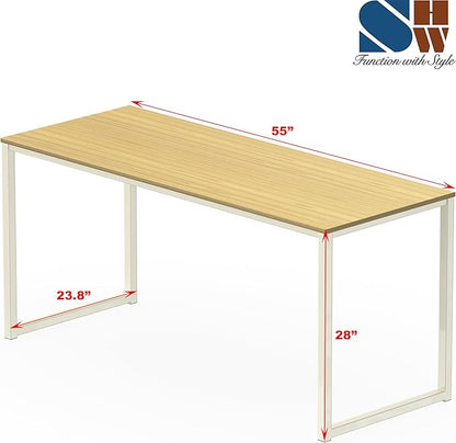 SHW Mission 55-Inch Home Office Computer Desk, Oak