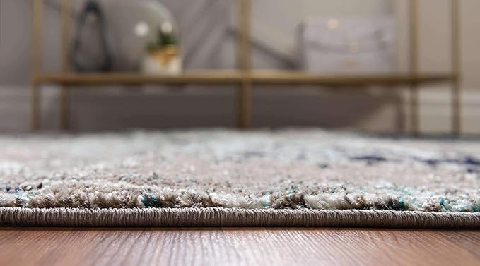 Unique Loom Trellis Frieze Collection Area Rug - Geometric (8' Round, Blue Multi/ Ivory)