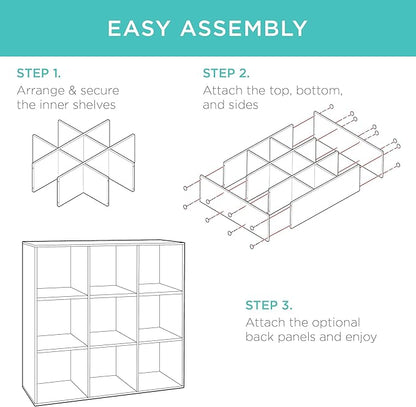 Best Choice Products 9-Cube Storage Organizer, 11in Shelf Opening, Bookcase, Display Shelf, Customizable w/ 3 Removable Back Panels - Greige