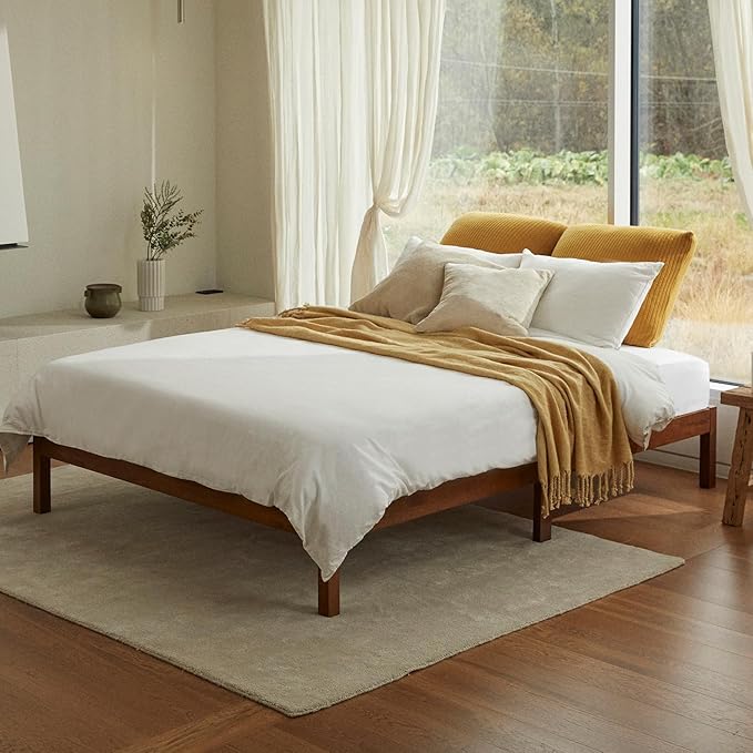 LIFEMENT Classic Wood Platform Bed Frame, Essential, Noise Free, Under Bed Storage, No Box Spring Needed, Easy Assembly (Cherry, Full)