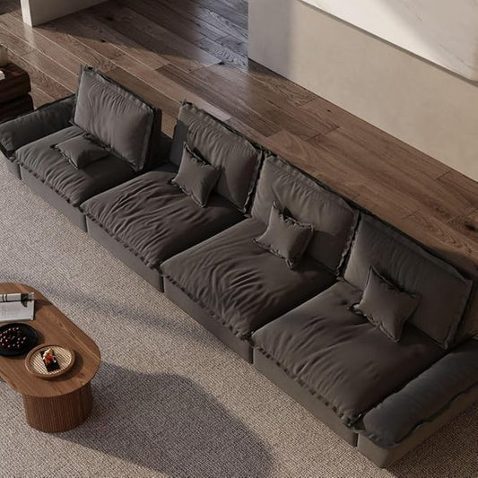 POVISON Oversized Modular Sectional Sailboat Sofa for Living Room with Adjustable Backrest Sectional Couches Large Deep Sofa Set 4 Seats Big Comfy Cloud Couch for House Office