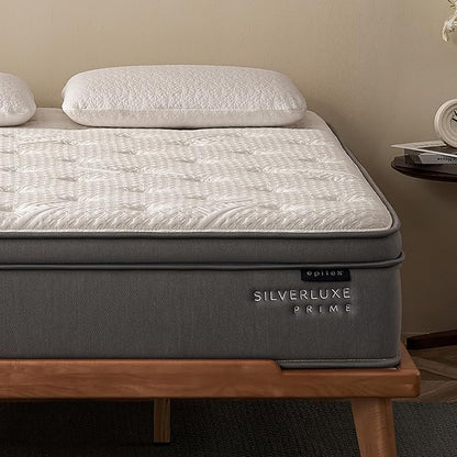 EPITEX Silverluxe Prime King Size Mattress, 12 Inch Gel Memory Foam King Mattress in a Box, Individual Pocket Spring for Low Motion Transfer, Medium Firm Mattress, Gray