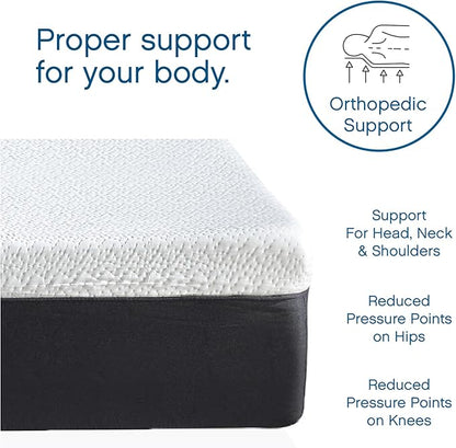 Cool Gel 12 Inch Twin Size Mattresses Memory Foam Medium Firm, Twin Memory Foam Mattress Cooling, Made in the USA, 12" Depth with Pressure Relief, CertiPUR-US Certified No Fiberglass, CoolGel Bed
