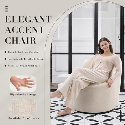 360° Swivel Accent Chair Set of 2, Mid-Century Modern Chair with Hidden Storge, Small Swivel Chair with Arms for Living Room/Office - Beige
