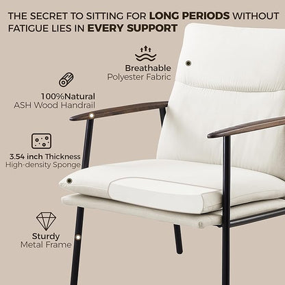Art Leon Accent Chair- Mid Century Modern Accent Chairs Upholstered Fabric Reading Bedroom Chair Side Sitting Chair with Metal Frame Armchairs for Living Room, Bedroom, Guest Room Beige